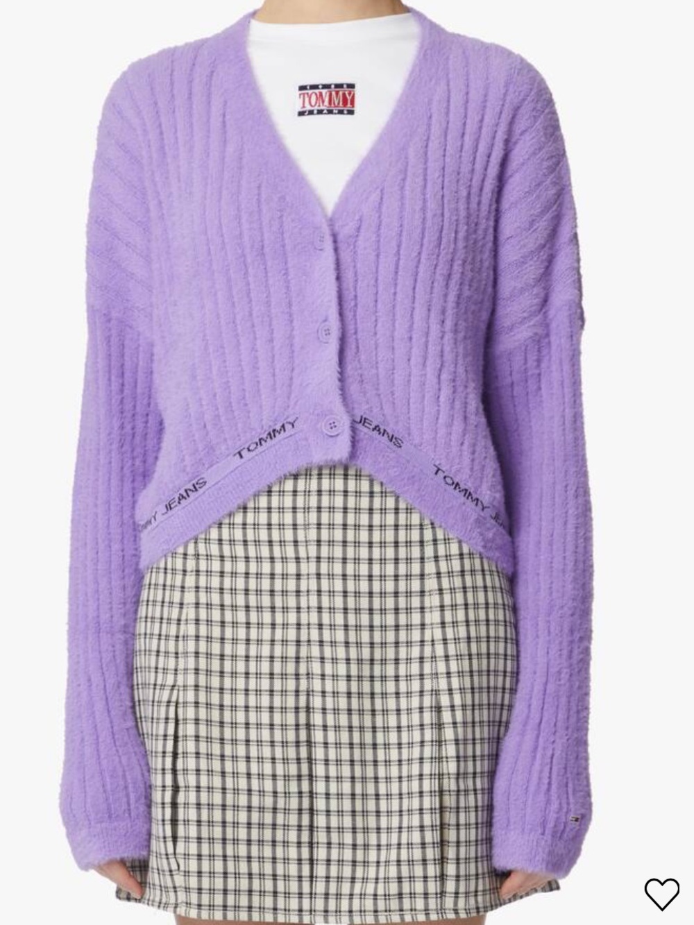 Tommy Jeans Purple Rib-Knit Button Front V-Neck Cropped Cardigan Sweater M